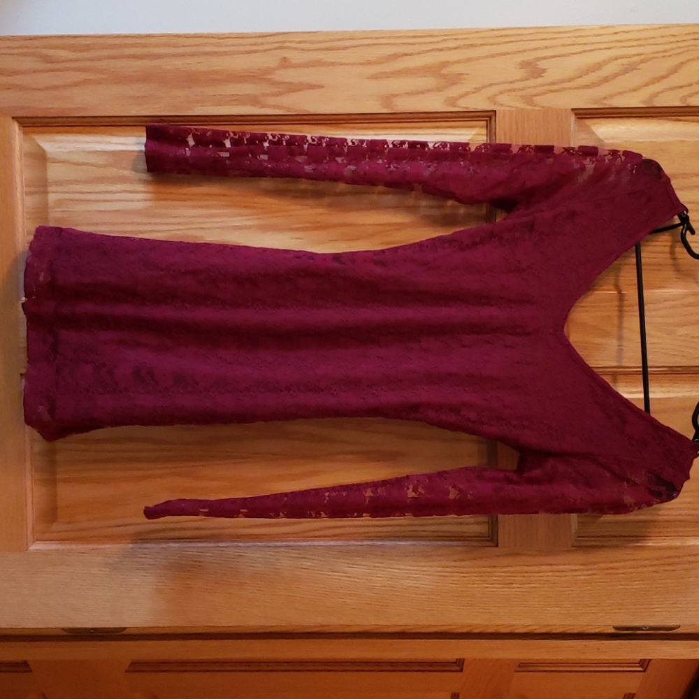 Maroon Lace Dress